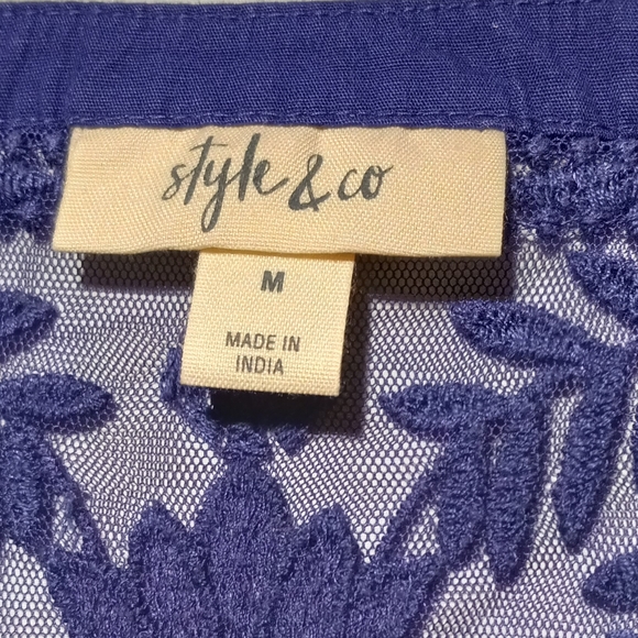 Style & Co EUC Purple Lacy Long Sleeve Soft Top, Women's Size Medium - Picture 2 of 8